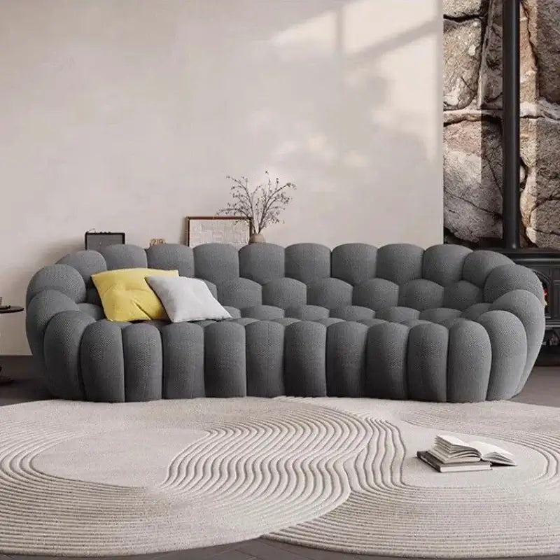 Ensemble de canapés de salon jaunes de styliste, meubles de luxe italiens Divano Soggiorno, tissu européen, Double Chaise nordique