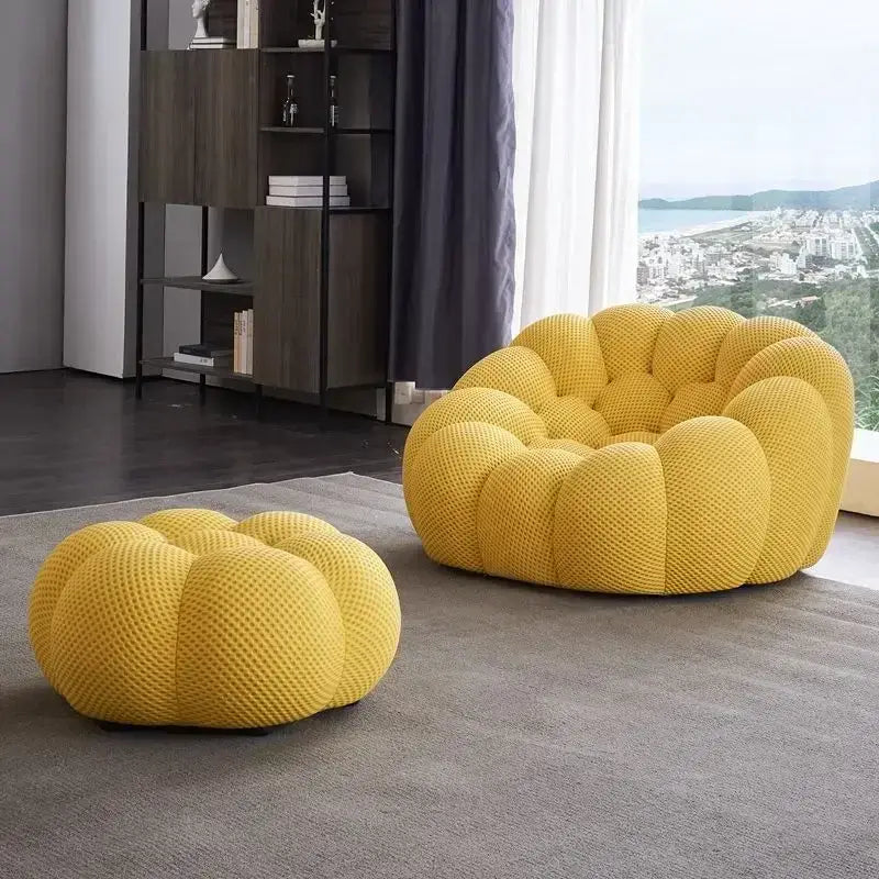 Ensemble de canapés de salon jaunes de styliste, meubles de luxe italiens Divano Soggiorno, tissu européen, Double Chaise nordique