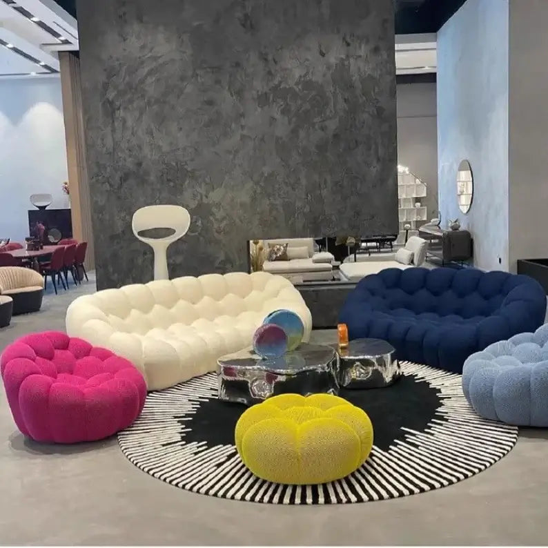 Ensemble de canapés de salon jaunes de styliste, meubles de luxe italiens Divano Soggiorno, tissu européen, Double Chaise nordique
