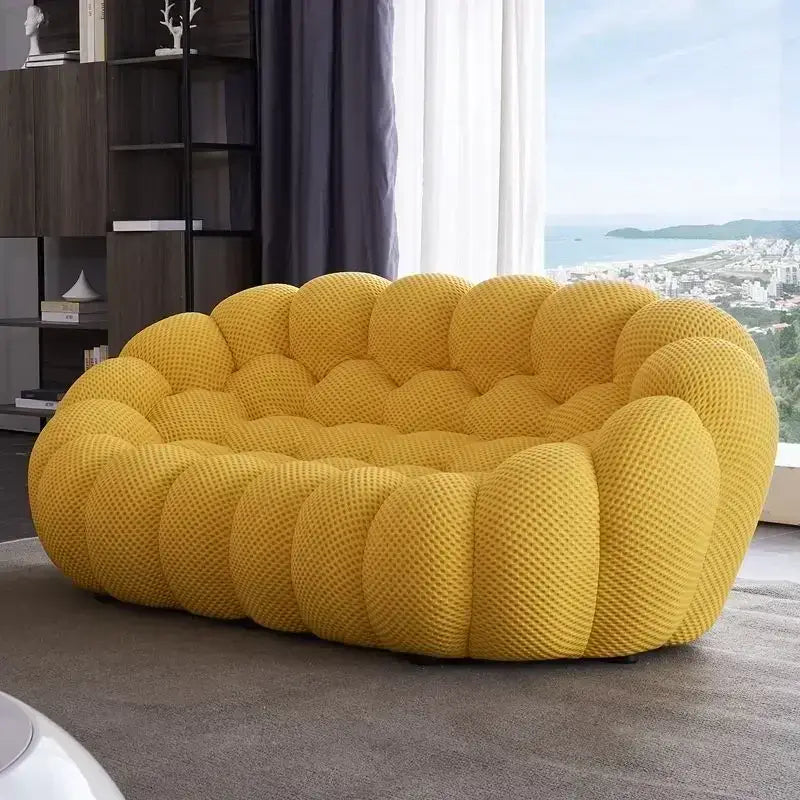 Ensemble de canapés de salon jaunes de styliste, meubles de luxe italiens Divano Soggiorno, tissu européen, Double Chaise nordique