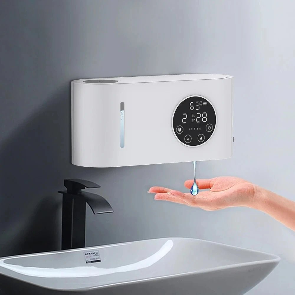 Distributeur de savon automatique mural sans contact (avec écran LED) pour salle de bain et cuisine - Maison & Déco
