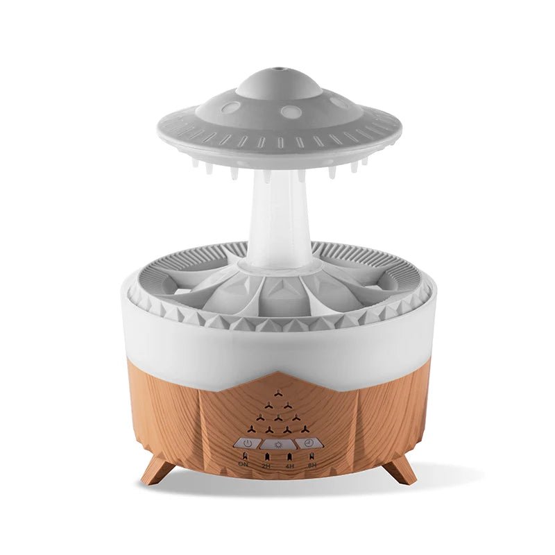 Humidificateur d'air aromatique 350 ml Mini USB avec télécommande, diffuseur d'huiles essentielles et lumière colorée effet goutte de pluie pour une ambiance relaxante. - Maison & Déco