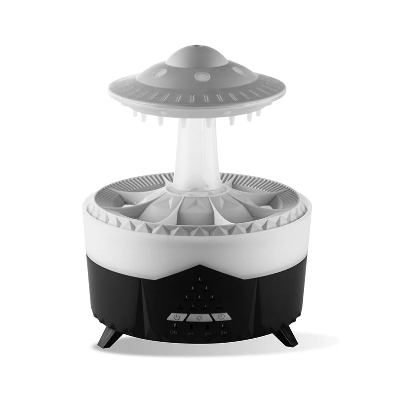 Humidificateur d'air aromatique 350 ml Mini USB avec télécommande, diffuseur d'huiles essentielles et lumière colorée effet goutte de pluie pour une ambiance relaxante. - Maison & Déco
