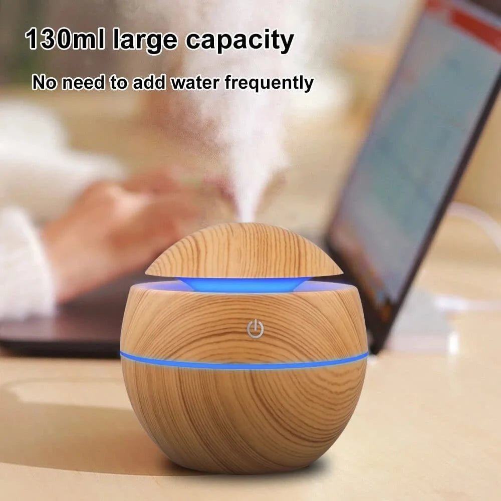 Humidificateur d'air électrique, diffuseur d'arômes, humidificateur d'air ultrasonique en bois, diffuseur d'huiles essentielles, brumisateur frais pour chambre à coucher - Maison & Déco