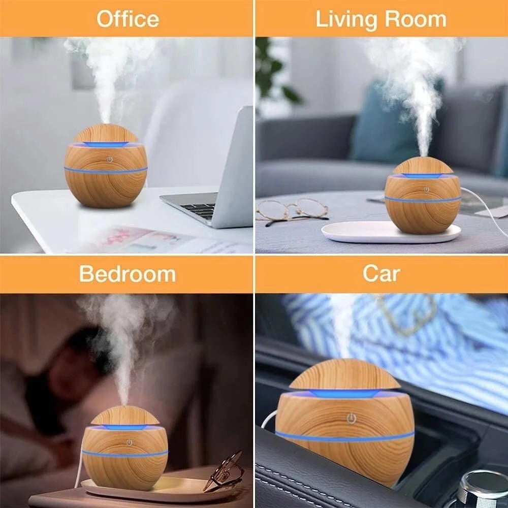 Humidificateur d'air électrique, diffuseur d'arômes, humidificateur d'air ultrasonique en bois, diffuseur d'huiles essentielles, brumisateur frais pour chambre à coucher - Maison & Déco