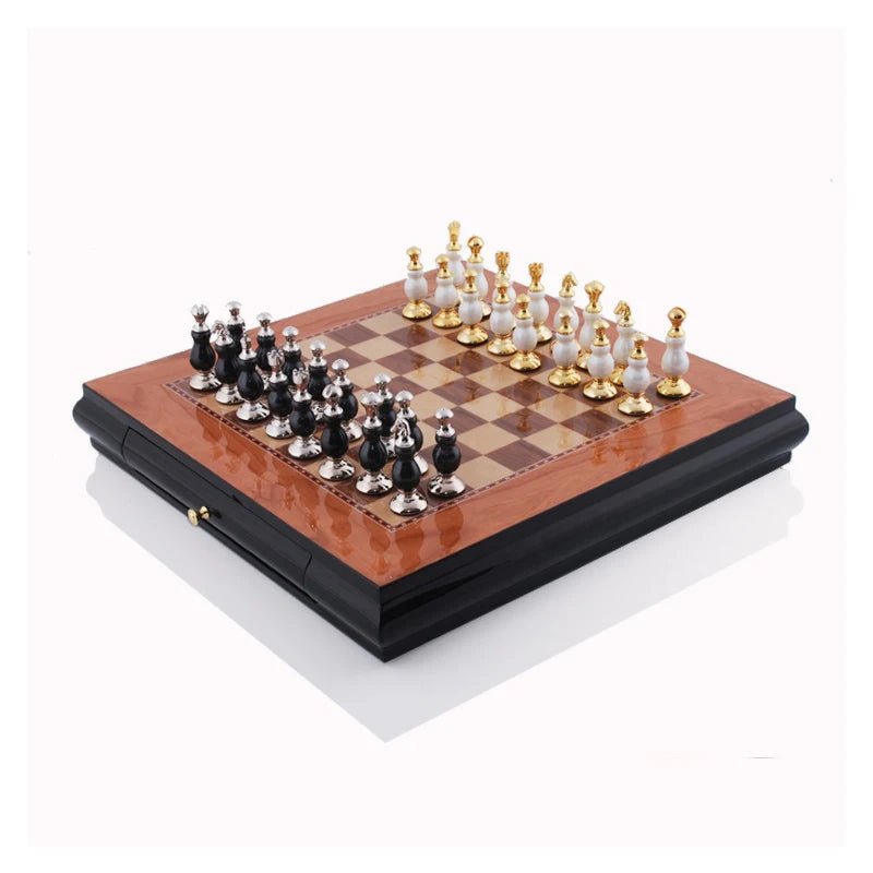 Jeu d'échec en bois noir et blanc, style nordique, ornements d'échecs nordiques, échiquier en alliage de Zinc, Artware, décoration de maison - Maison & Déco