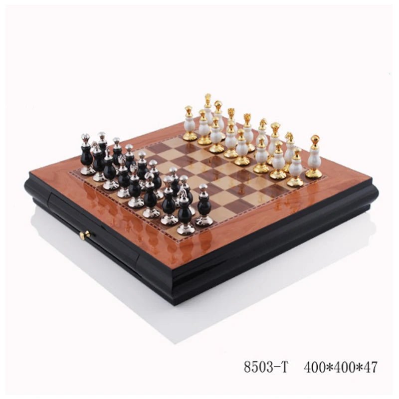 Jeu d'échec en bois noir et blanc, style nordique, ornements d'échecs nordiques, échiquier en alliage de Zinc, Artware, décoration de maison - Maison & Déco