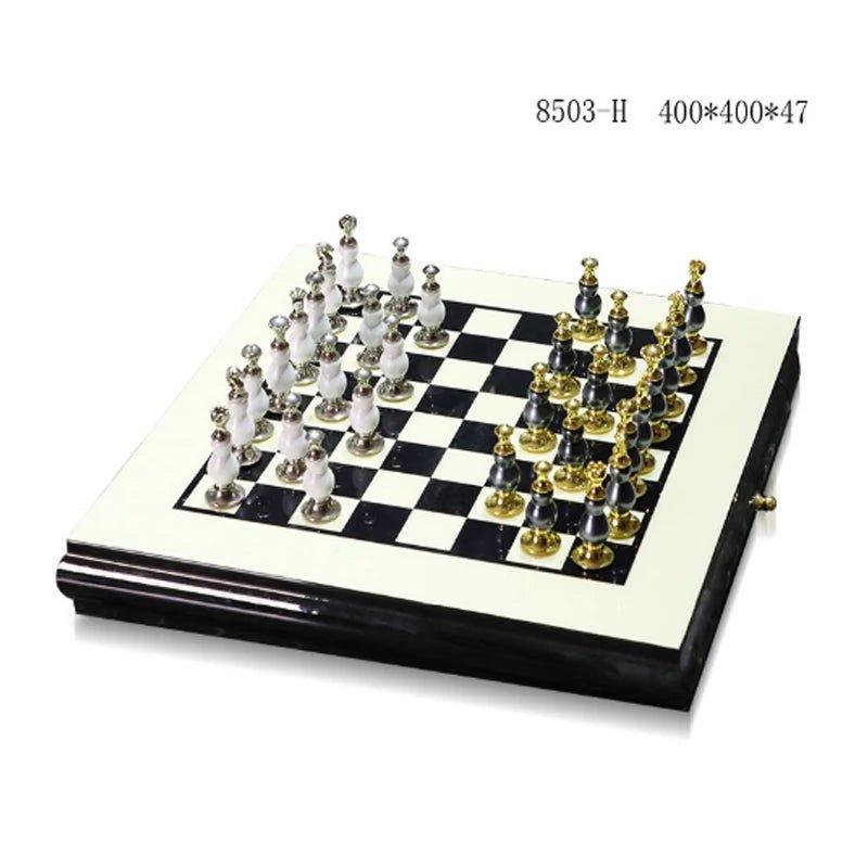 Jeu d'échec en bois noir et blanc, style nordique, ornements d'échecs nordiques, échiquier en alliage de Zinc, Artware, décoration de maison - Maison & Déco