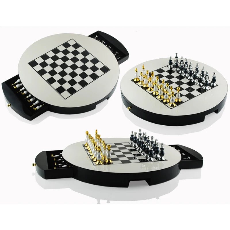 Jeu d'échec en bois noir et blanc, style nordique, ornements d'échecs nordiques, échiquier en alliage de Zinc, Artware, décoration de maison - Maison & Déco