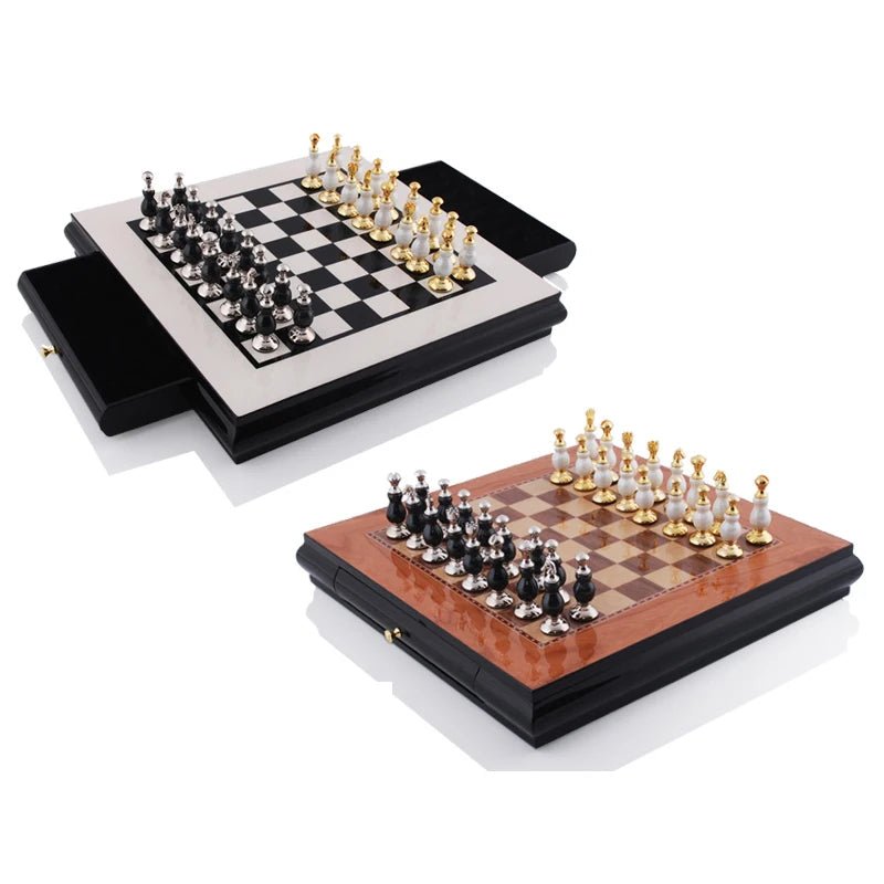 Jeu d'échec en bois noir et blanc, style nordique, ornements d'échecs nordiques, échiquier en alliage de Zinc, Artware, décoration de maison - Maison & Déco