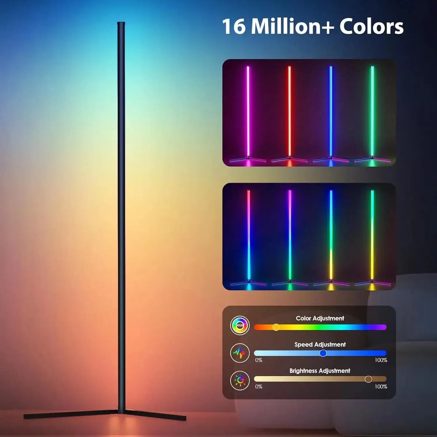 Lampadaire RGB Dream Color avec synchronisation musicale, lampe d'ambiance moderne sur pied à 16 millions de couleurs changeantes pour chambre ou salon. - Maison & Déco