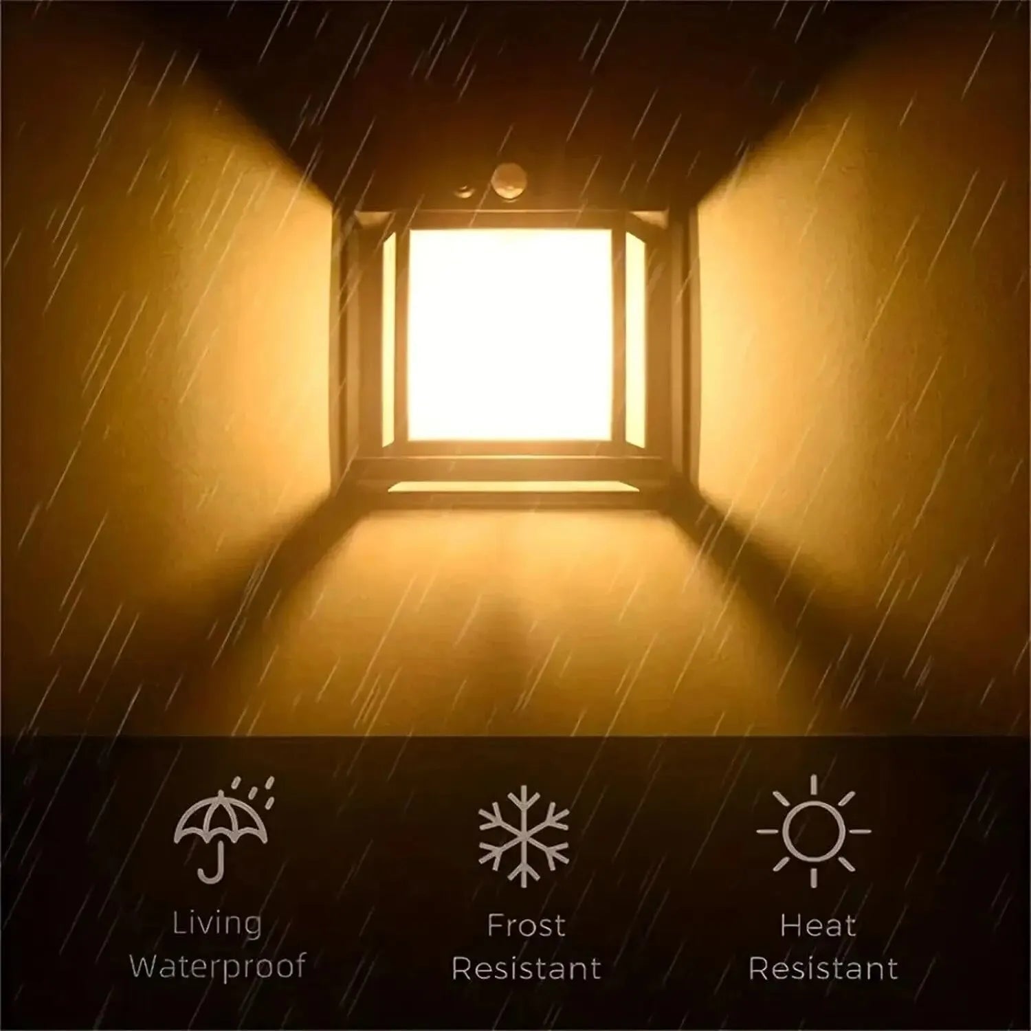 Lampe de nuit solaire en tungstène avec détecteur de mouvement intelligent, applique murale, 3 modes d'éclairage, étanche, lanterne décorative pour cour et jardin - Maison & Déco