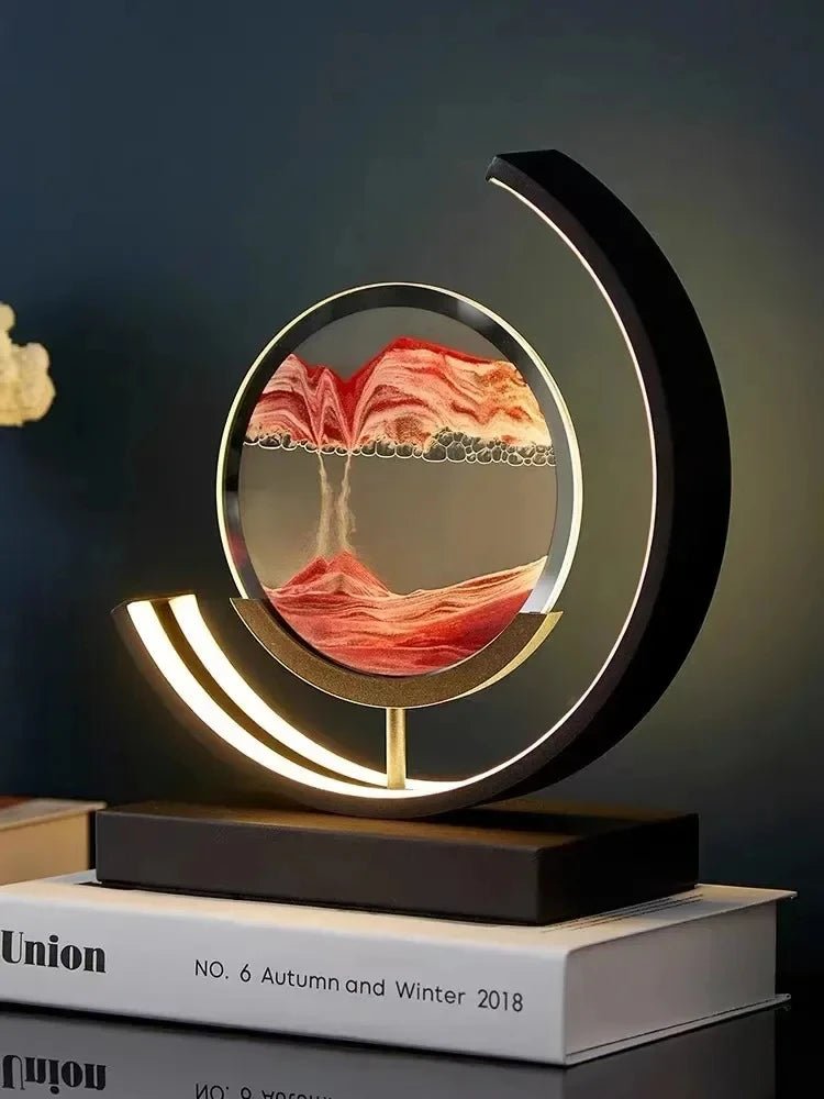 Lampe de table LED Quicksand Art, veilleuse à sable mouvant, sablier en verre dynamique, décoration intérieure, cadeau - Maison & Déco