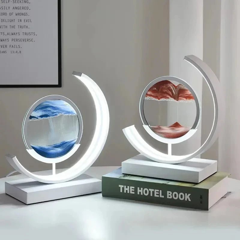 Lampe de table LED Quicksand Art, veilleuse à sable mouvant, sablier en verre dynamique, décoration intérieure, cadeau - Maison & Déco