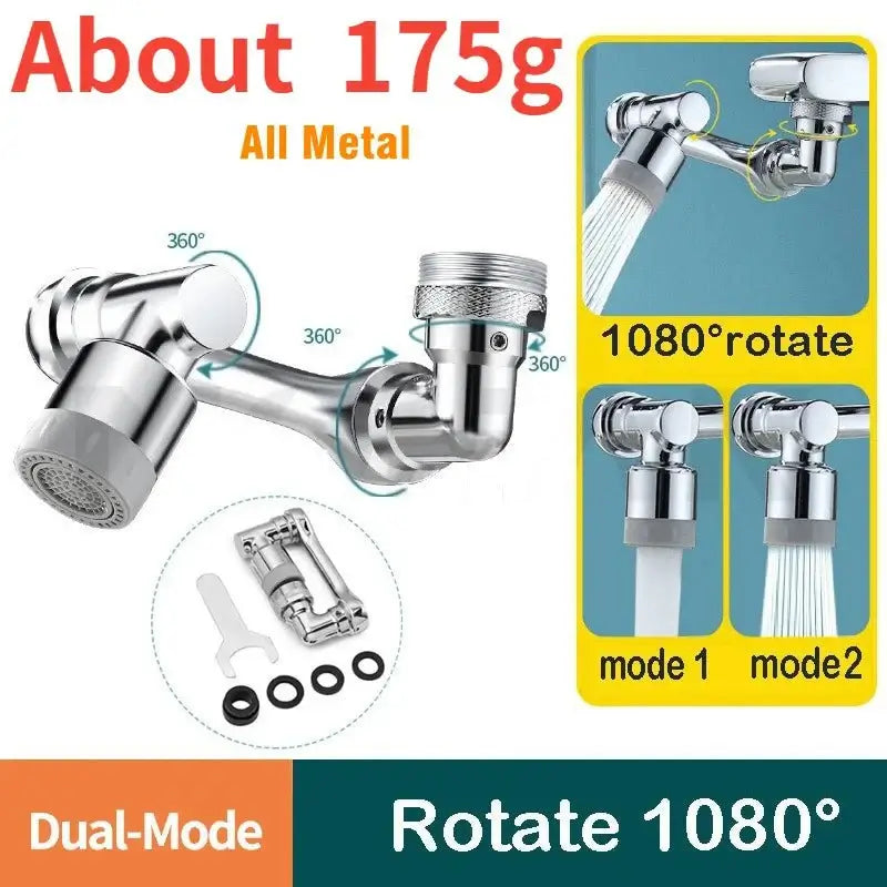 Métal 1080 ° Tête de pulvérisation de robinet à Rotation universelle, adaptateur 22/24mm, prolongateur de robinet de lavabo, aérateur, buse de barboteur, robinet de cuisine - Maison & Déco
