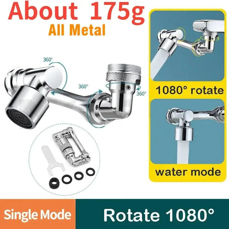 Métal 1080 ° Tête de pulvérisation de robinet à Rotation universelle, adaptateur 22/24mm, prolongateur de robinet de lavabo, aérateur, buse de barboteur, robinet de cuisine - Maison & Déco