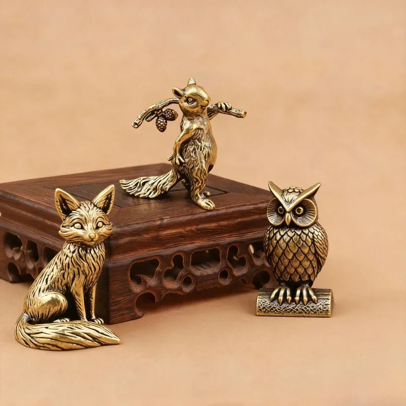 Ornement hibou en laiton fait main, style bohème, figurine créative, petit objet de décoration de bureau, cadeau unique pour la maison, décoration luxueuse. - Maison & Déco