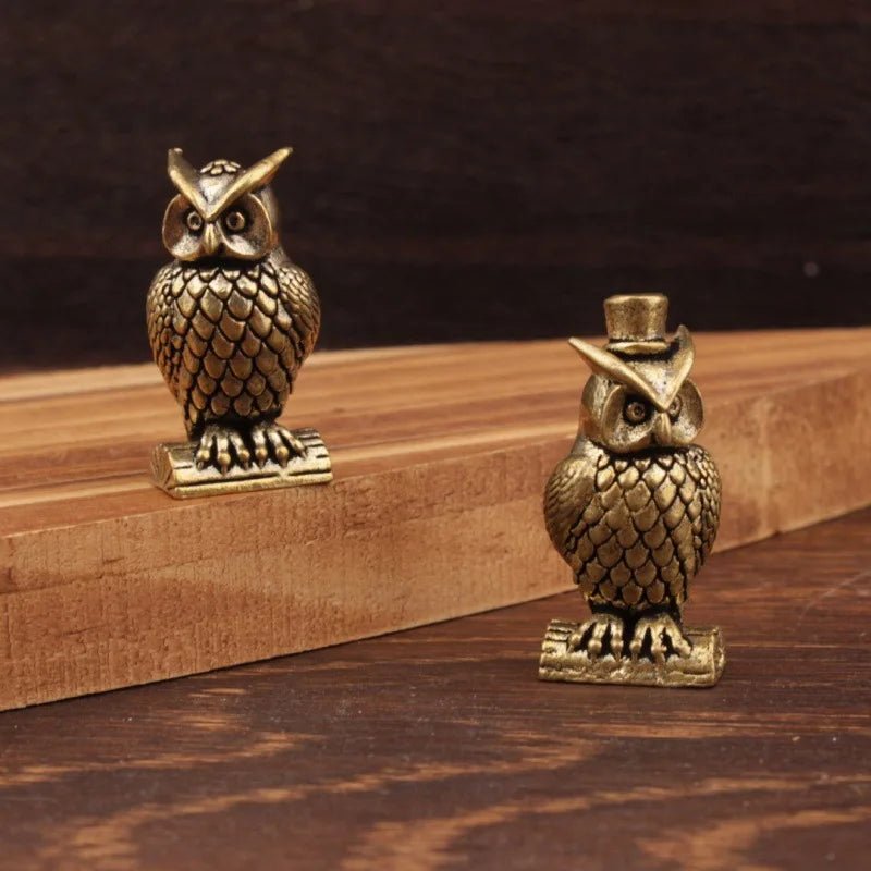 Ornement hibou en laiton fait main, style bohème, figurine créative, petit objet de décoration de bureau, cadeau unique pour la maison, décoration luxueuse. - Maison & Déco