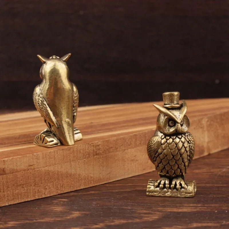 Ornement hibou en laiton fait main, style bohème, figurine créative, petit objet de décoration de bureau, cadeau unique pour la maison, décoration luxueuse. - Maison & Déco