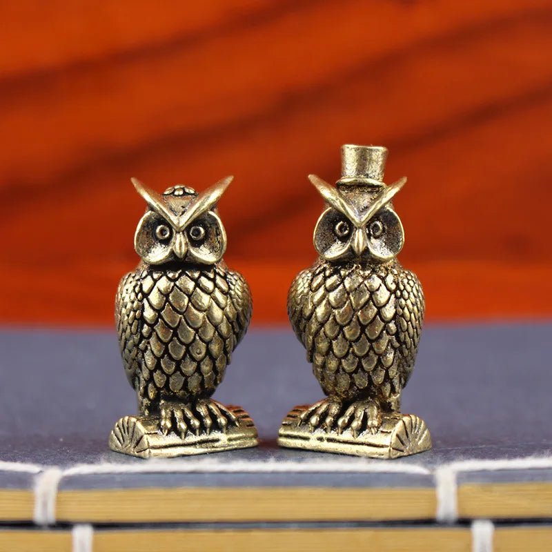 Ornement hibou en laiton fait main, style bohème, figurine créative, petit objet de décoration de bureau, cadeau unique pour la maison, décoration luxueuse. - Maison & Déco