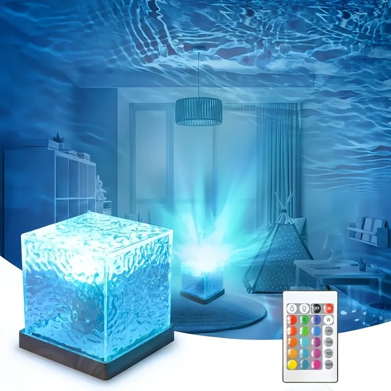 Projecteur de lumière LED tactile effet vagues et aurores boréales, 16 couleurs, avec télécommande, intensité variable, rotation automatique, alimentation USB, idéal pour un cadeau ou une décoration de fête. - Maison & Déco
