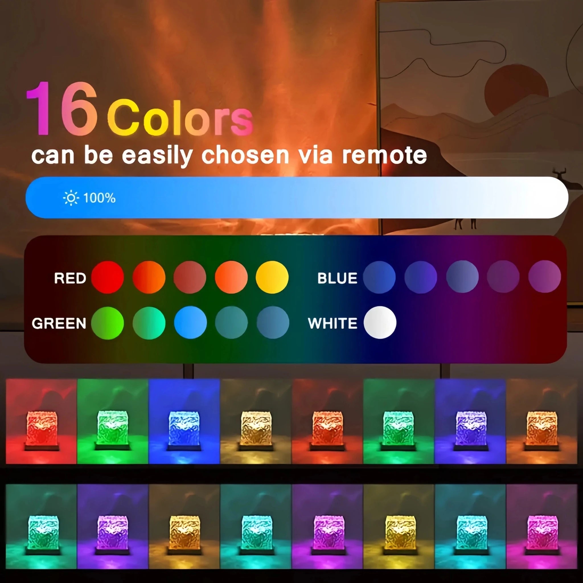 Projecteur de lumière LED tactile effet vagues et aurores boréales, 16 couleurs, avec télécommande, intensité variable, rotation automatique, alimentation USB, idéal pour un cadeau ou une décoration de fête. - Maison & Déco