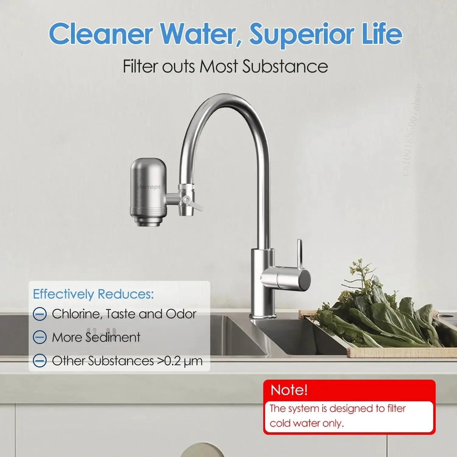 Système de filtration et de purification d'eau pour robinet en acier inoxydable HOMEFISH, certifié NSF. Réduit le plomb, le chlore et les mauvais goûts dans la cuisine. - Maison & Déco