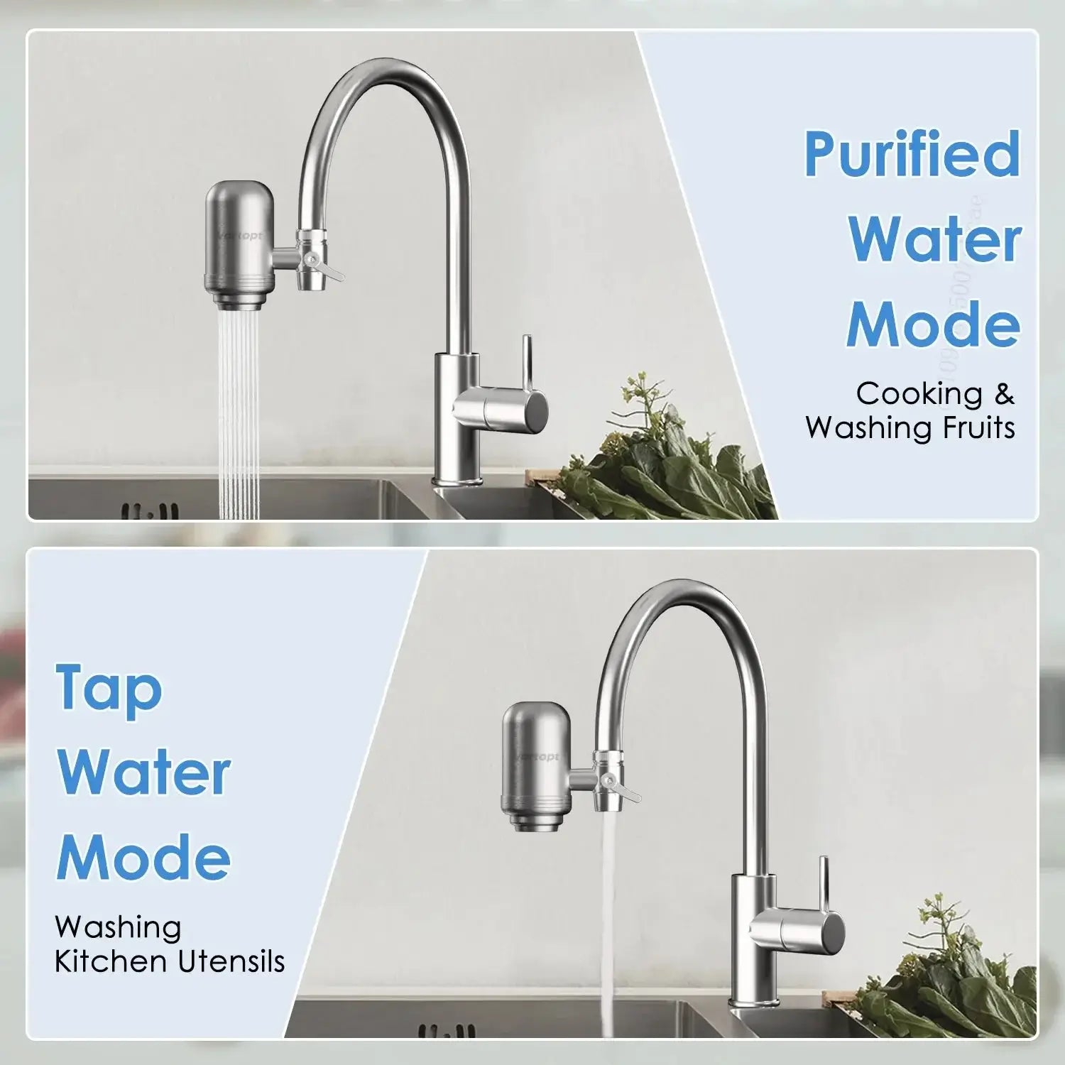 Système de filtration et de purification d'eau pour robinet en acier inoxydable HOMEFISH, certifié NSF. Réduit le plomb, le chlore et les mauvais goûts dans la cuisine. - Maison & Déco