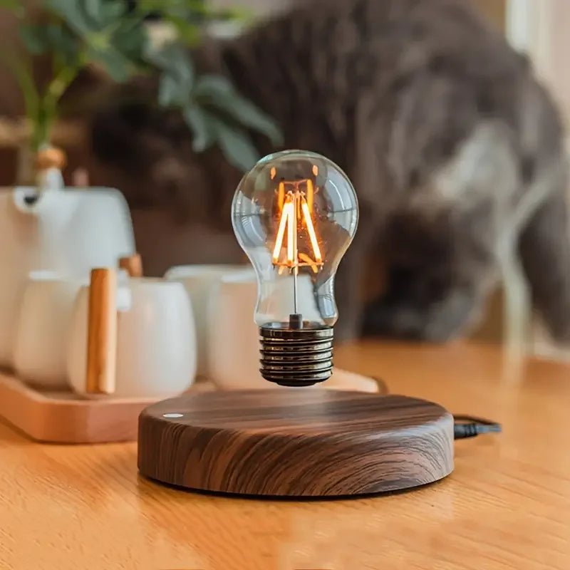 Veilleuse magnétique flottante en forme de lune, 3 températures de couleur, lampe de table LED 3D créative avec socle en bois, idéale comme cadeau ou pour le bureau. - Maison & Déco